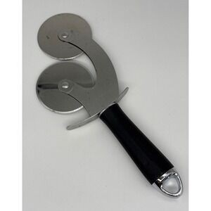 Stainless Steel Dual Wheel Pastry Cutter Pasta Pizza Slicer Fluted Straight Edge